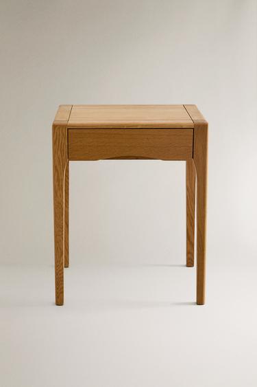 OAK BEDSIDE TABLE WITH DRAWER - Light beige by Zara