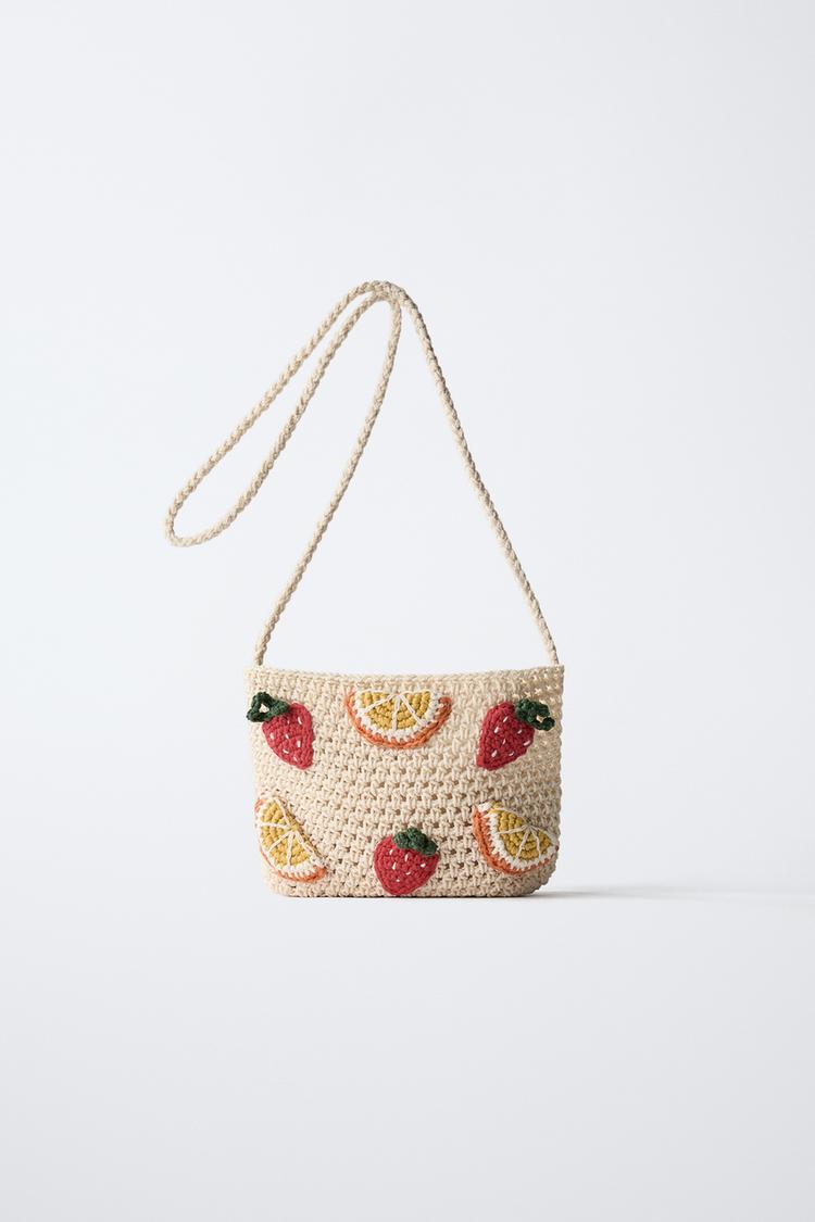 Handbag Sac Crochet Zara CROCHET FRUIT CROSSBODY BAG Off White