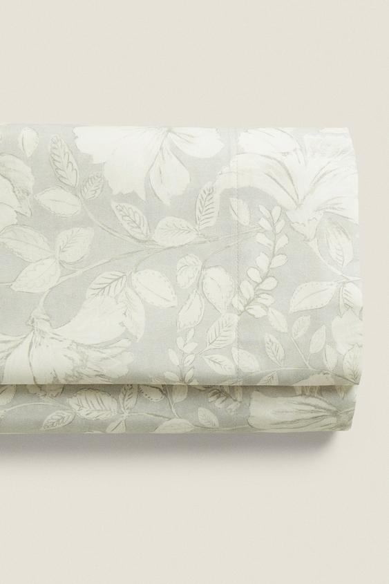 FLORAL PRINT FLAT SHEET Blue ZARA United Kingdom