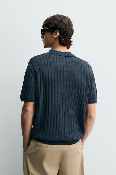 RIB KNIT POLO SHIRT - Navy blue by Zara - Image 2
