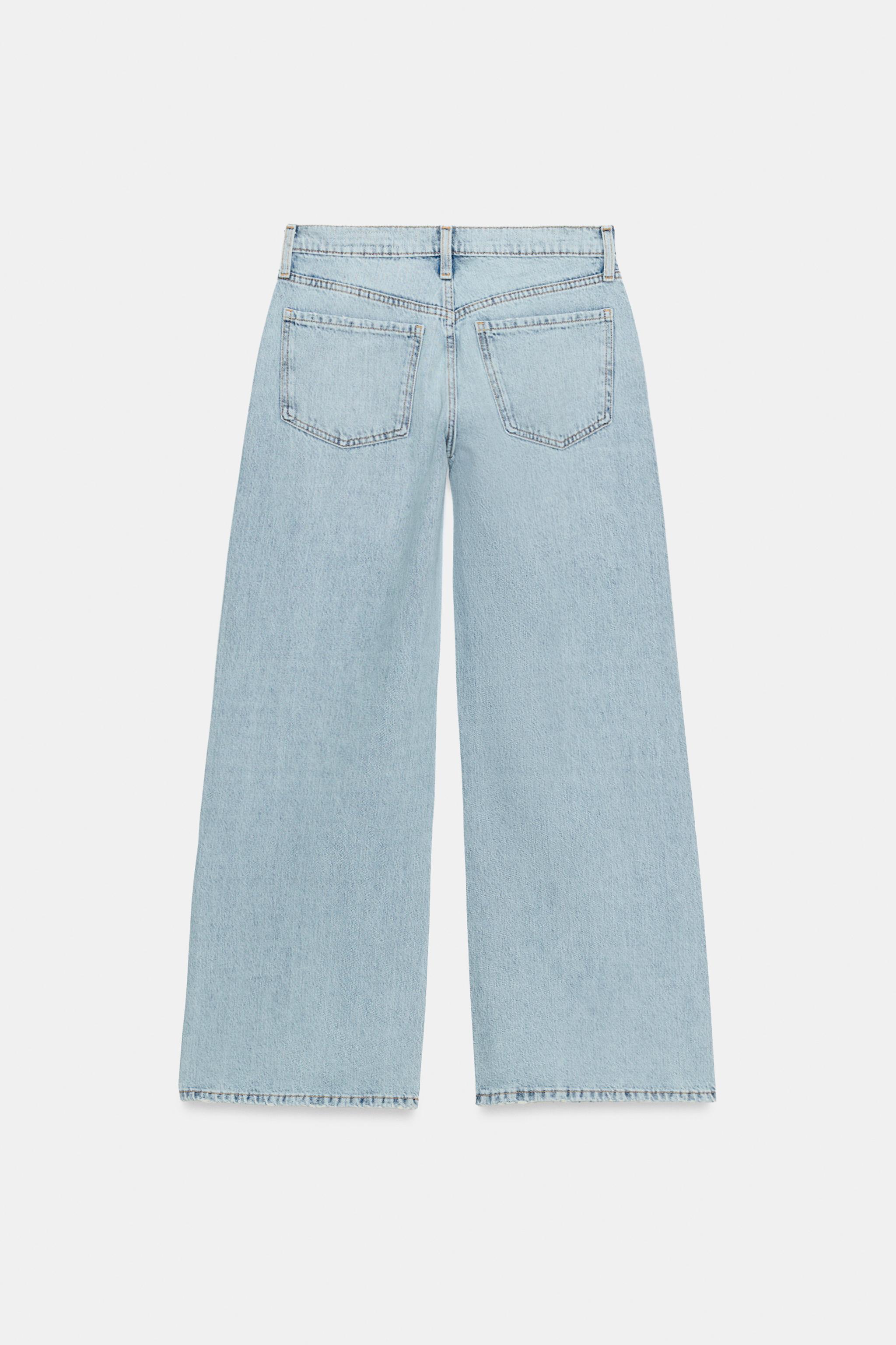 ZW COLLECTION ローライズワイドレッグデニムパンツ - ホワイト | ZARA