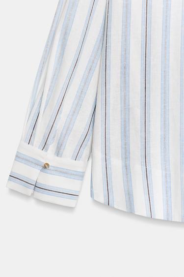 BLOUSE IMPRIMÉE À RAYURES - Marron-Bleu de Zara - Image 7