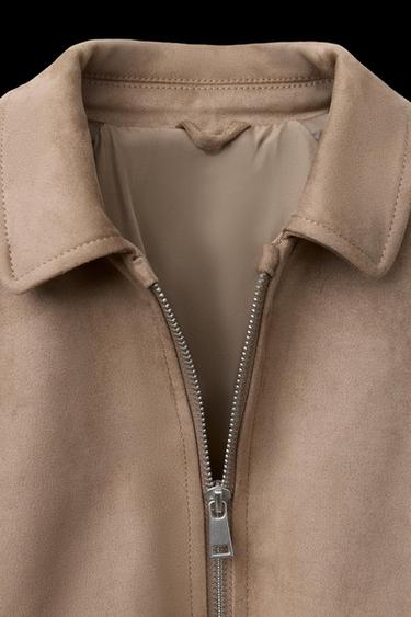 Zara FAUX SUEDE BALLOON JACKET - Sand