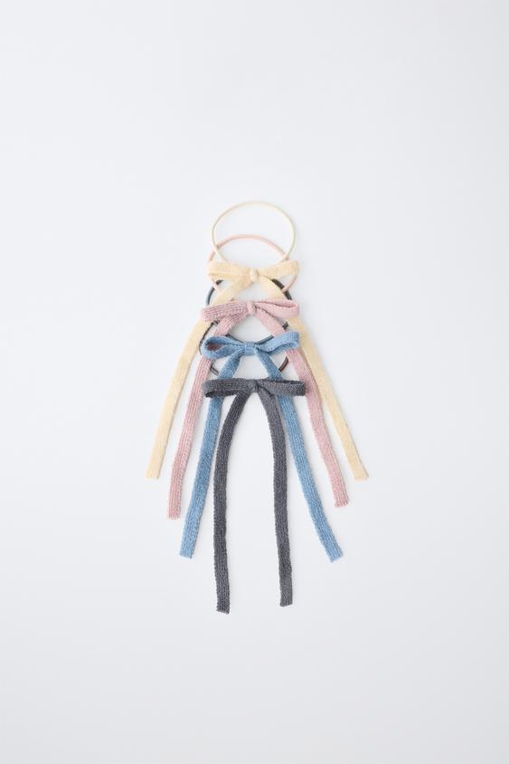 Детские аксессуары для волос Zara 4-PACK Knit Bow Hair Ties, цвет: Pinks