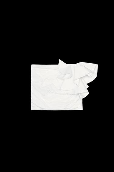Zara ZW COLLECTION VOLUMINOUS MINI SKIRT - Oyster-white