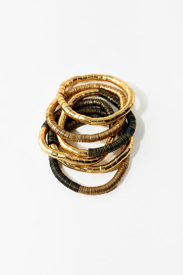 Zara 6-PACK OF COMBINED ELASTIC BRACELETS - Golden