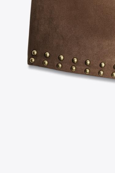 FAUX SUEDE STUD SHORTS - Chocolate by Zara