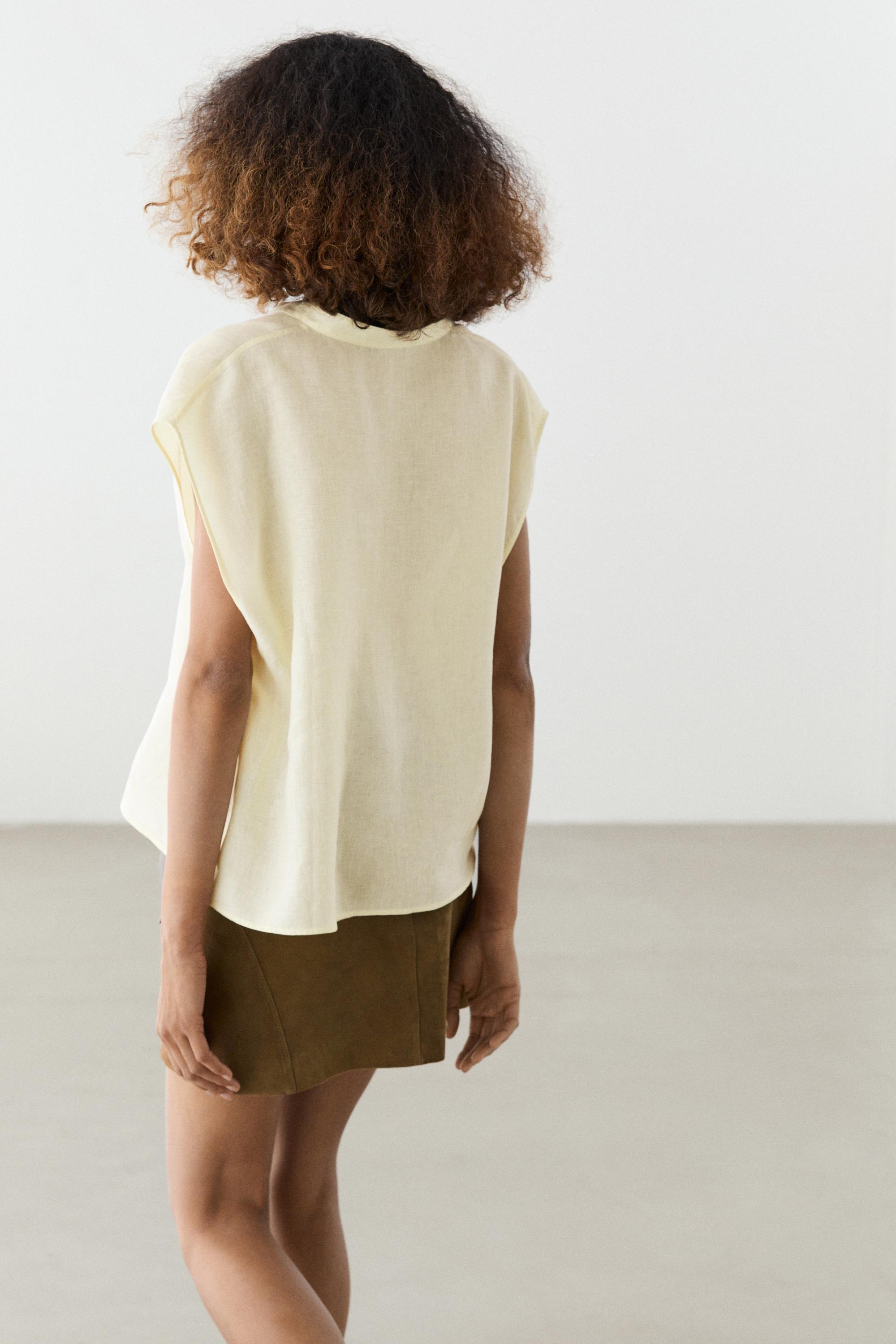 Flowing 100% linen shirt with button detail