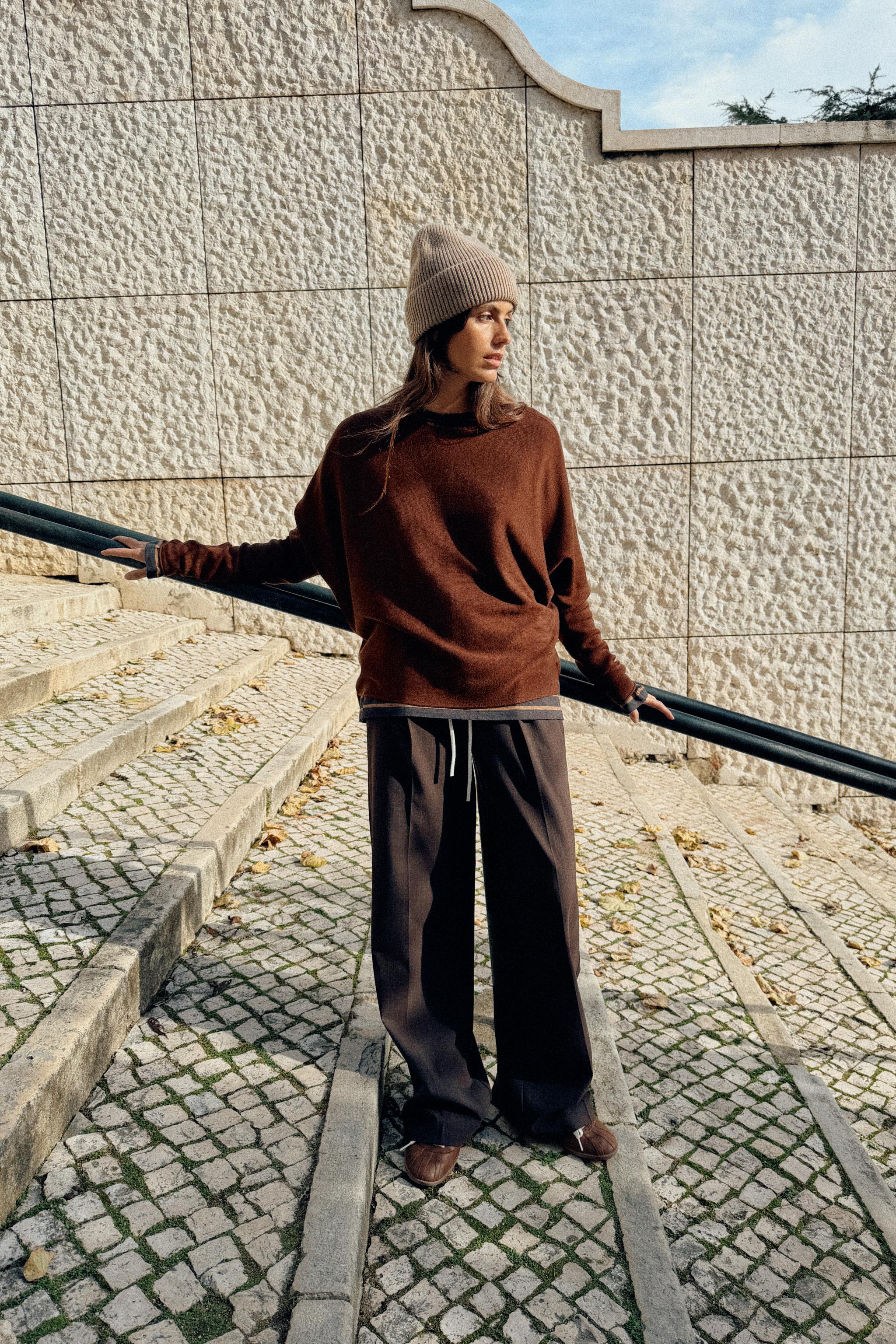 ポンチョ風ニットセーター - チョコレート | ZARA Japan / 日本