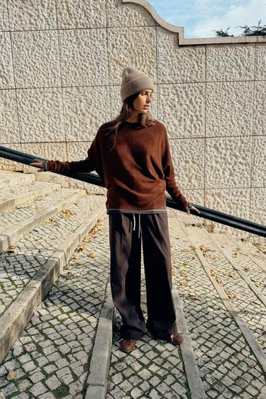 KNIT CAPE JUMPER - Chocolate by Zara