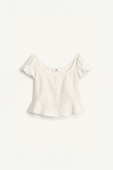 توب رومانسي بأزرار LIMITED EDITION - جليدي الخاص بـ Zara