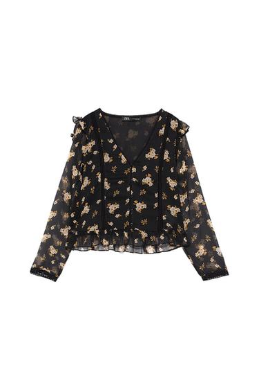 PRINTED BLOUSE WITH FRILL