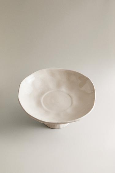 IRREGULAR CERAMIC BOWL WITH BASE - Oyster-white by Zara - Image 1