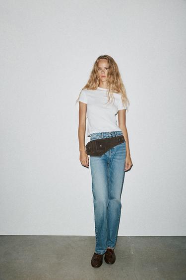 TRF STRAIGHT HIGH-WAIST JEANS - Blue by Zara