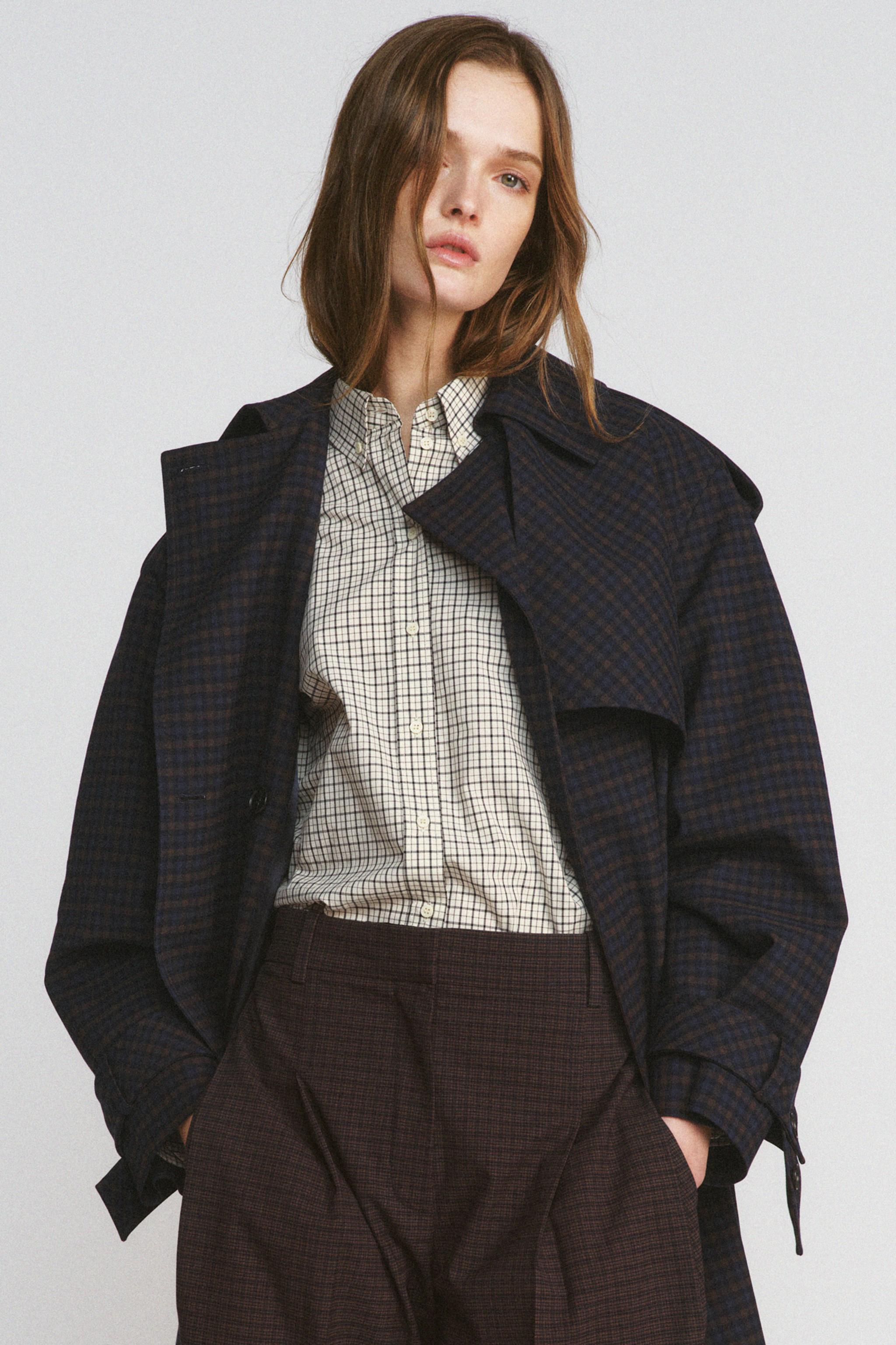 ZW COLLECTION チェック柄シャツ - エクリュ/ブルー | ZARA Japan / 日本