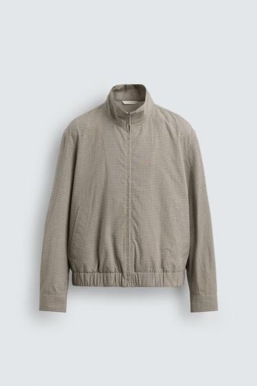 BLOUSON STRUCTURÉ À CARREAUX - brun de Zara - Image 7