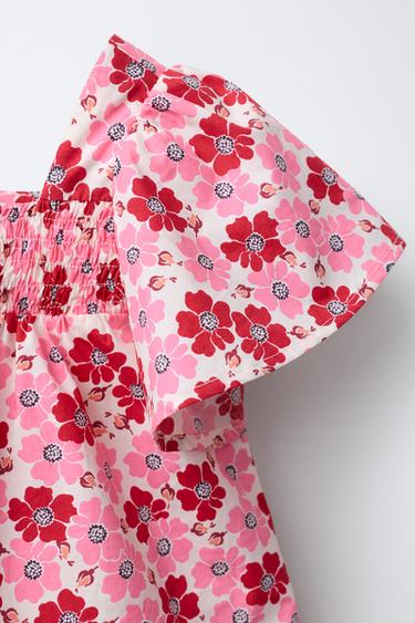 FLORAL POPLIN TOP - Red by Zara - Image 2