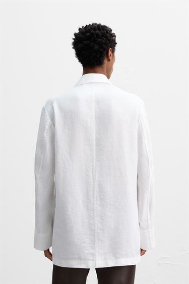 BLAZER COUPE DÉCONTRACTÉE LIN - Blanc de Zara - Image 2
