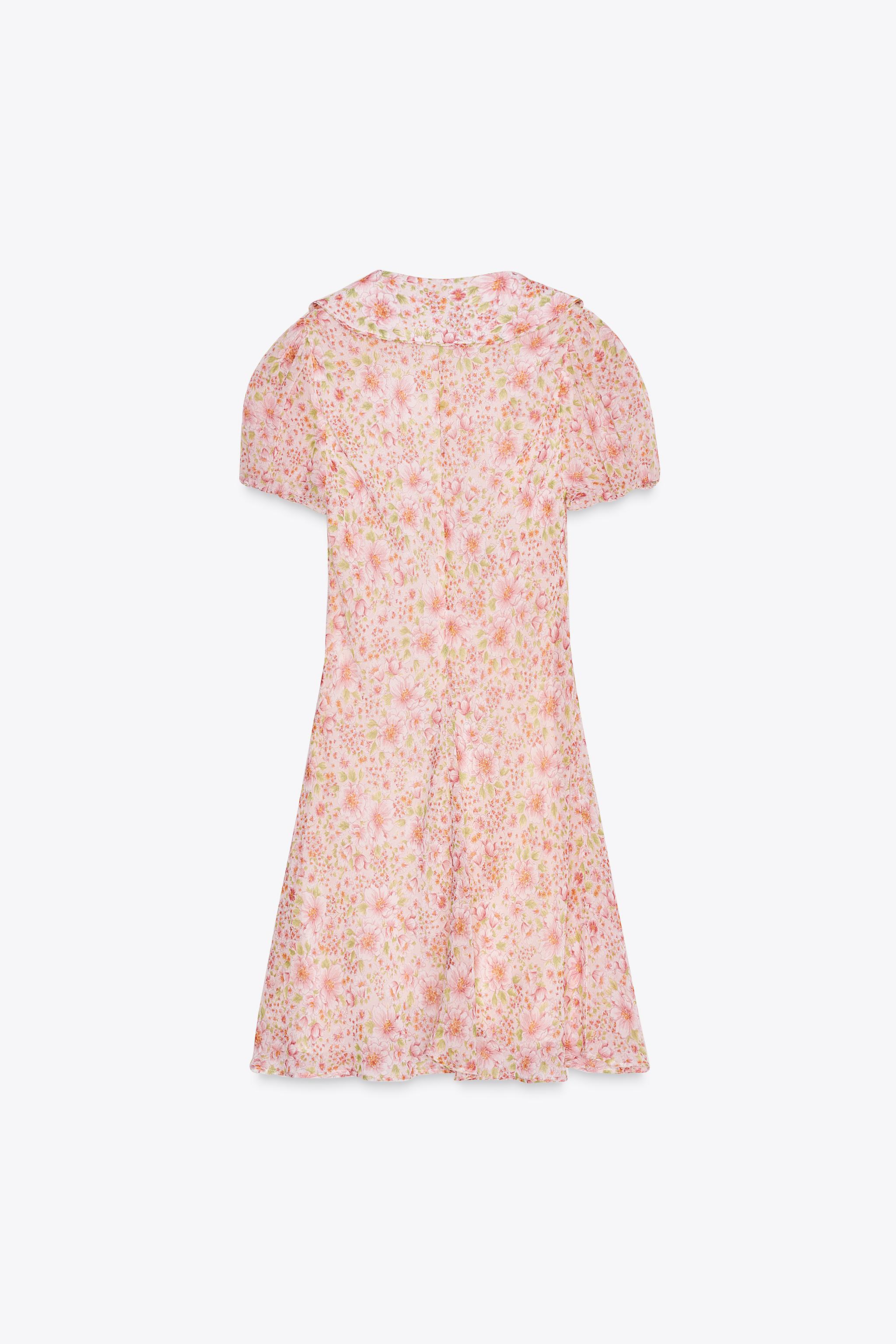 【ZARA】プリント柄ピーターパンカラーショート丈ワンピース ZARA】プリント柄ピーターパンカラーショート丈ワンピース (ZARA