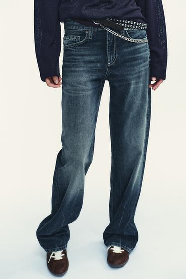 TRF LOW-RISE WIDE-LEG JEANS - Blu nate nga Zara