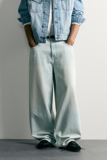 Zara BAGGY FIT JEANS - Light blue