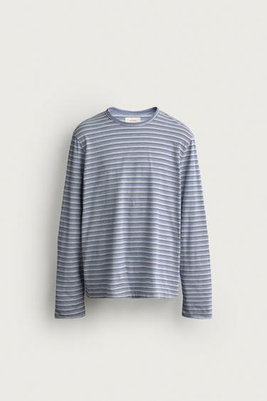Zara LIGHTWEIGHT JACQUARD STRIPED T-SHIRT - Striped