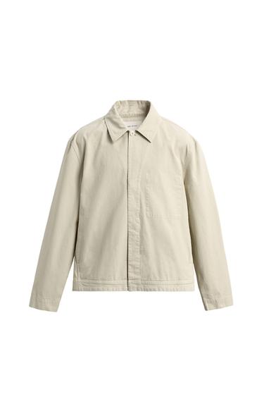Zara REGULAR FIT POPLIN OVERSHIRT - Sand