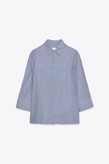 STRIPED SHIRT ZW COLLECTION - Blue/White by Zara - Image 0
