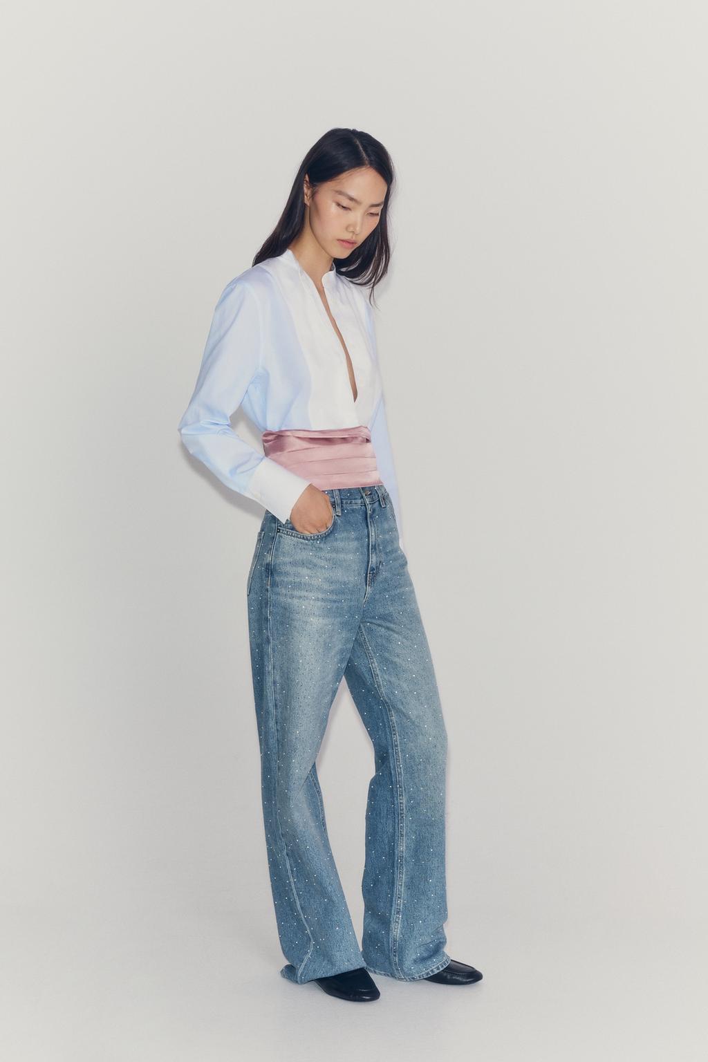 Zara Zolaqlı döşlüklü köynək ZW Collection