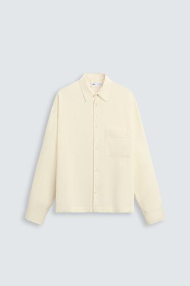 STRIPED TEXTURED SHIRT - Vanilla by Zara