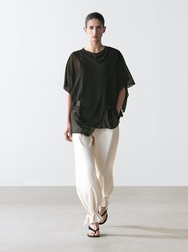Zara Surplice linen blend cape top - Black - Image 0