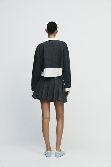 CONTRAST POPLIN SWEATSHIRT - Grey / Beige de Zara - Image 3