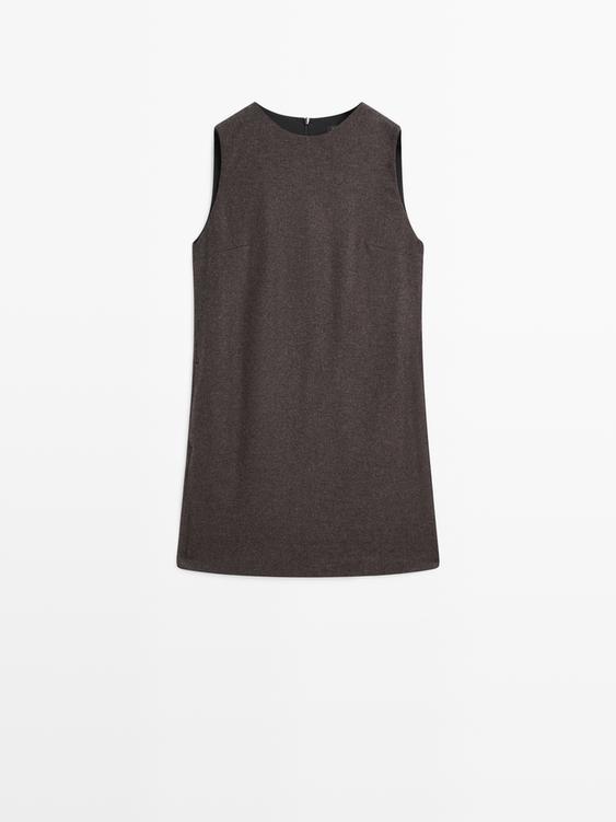 Herringbone mini dress with pockets