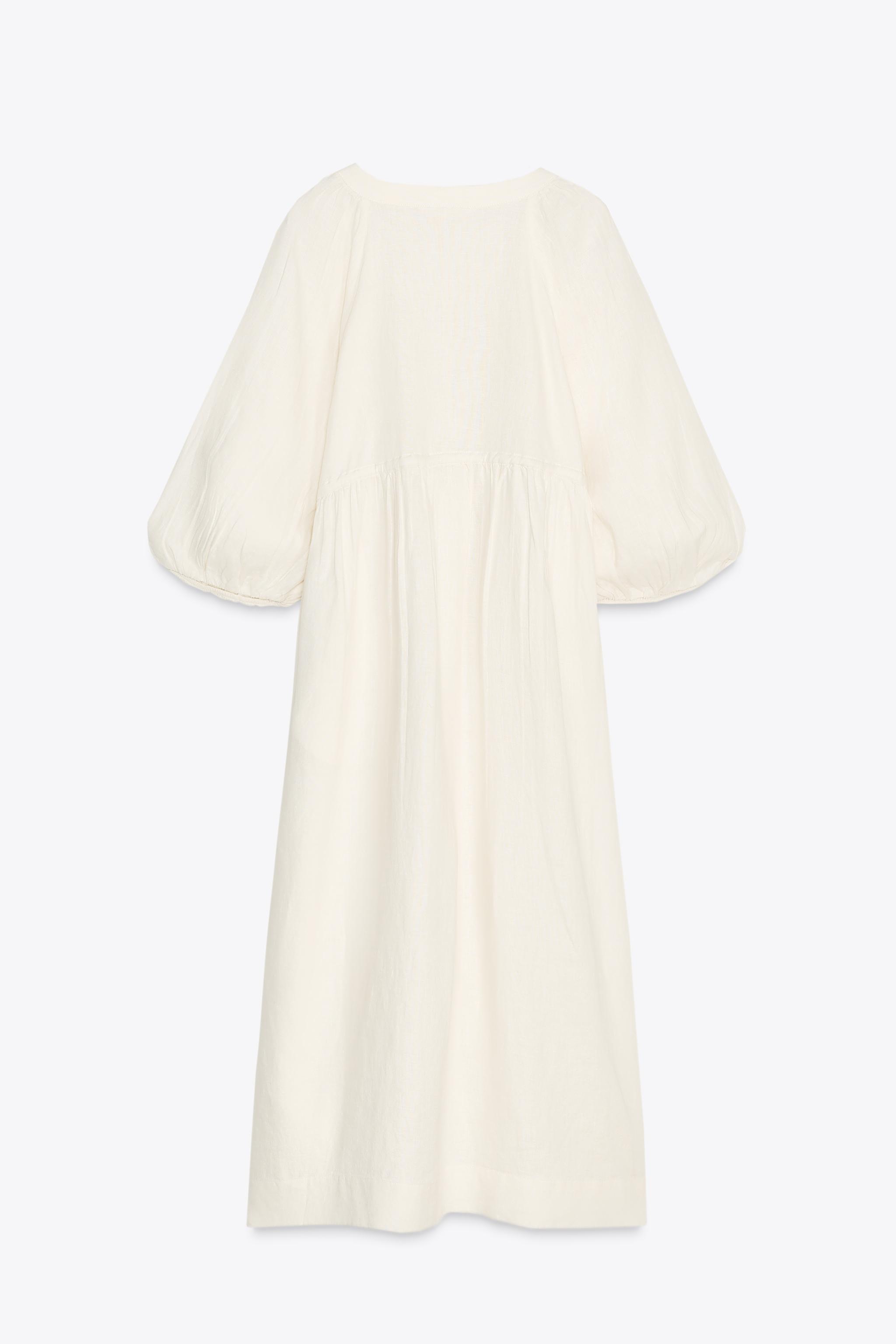 100% LINEN TUNIC DRESS ZW COLLECTION - Ecru | ZARA United States