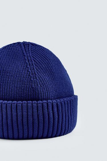 BONNET COURT EN MAILLE - Bleu roi de Zara - Image 2
