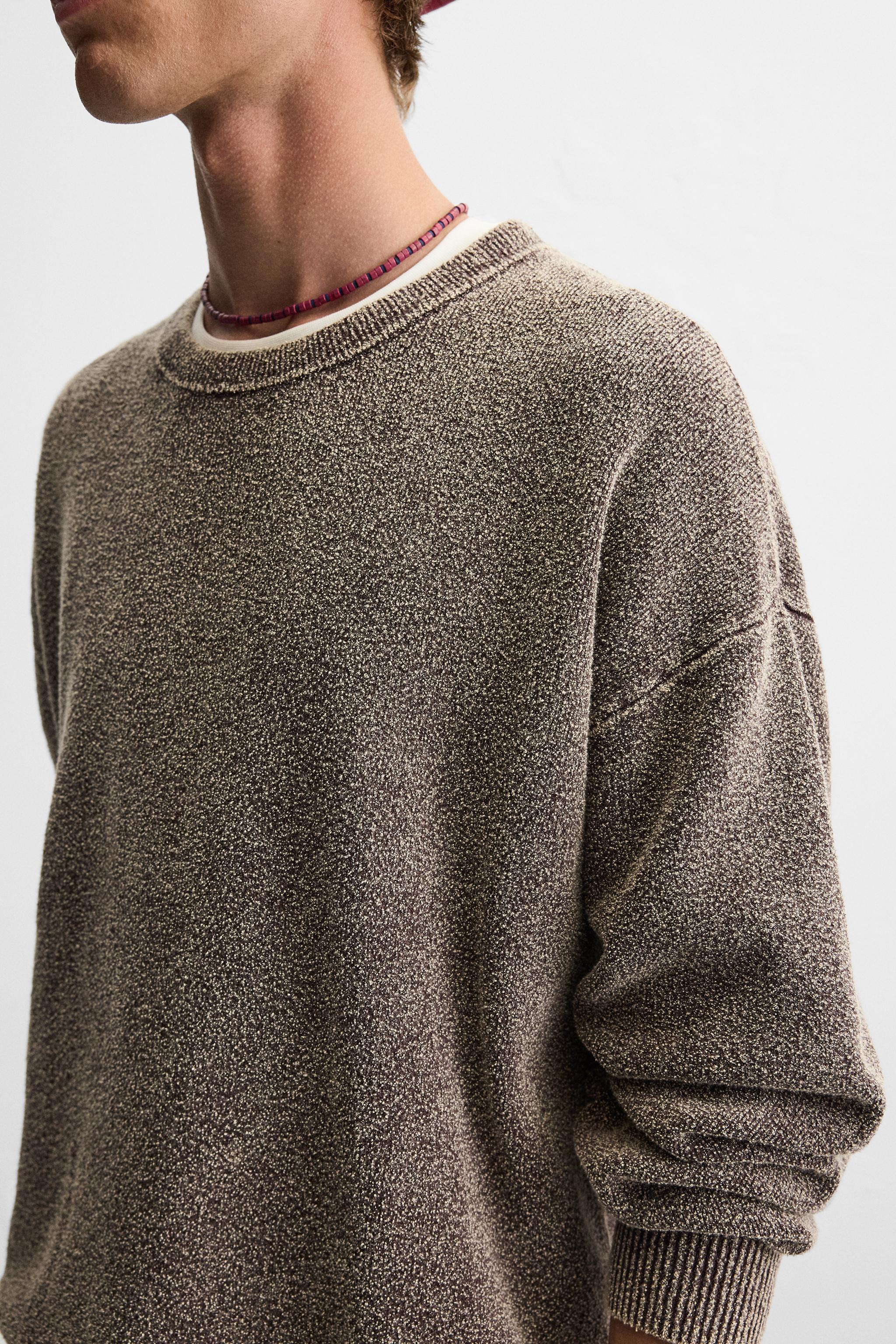 WASHED BOUCLÉ SWEATER - Dark brown | ZARA United States WASHED BOUCLÉ SWEATER - Dark brown | ZARA United States