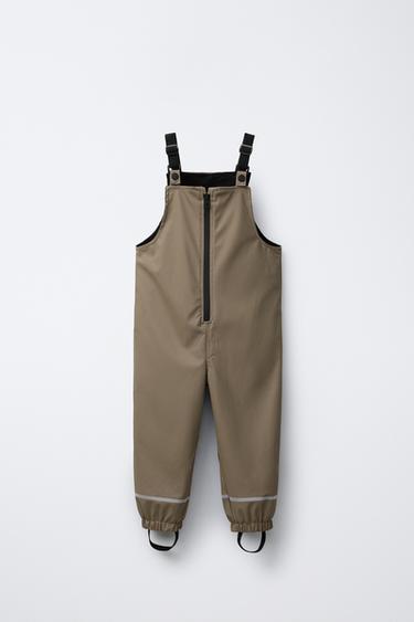 Zara WATER-RESISTANT RUBBERIZED OVERALLS - Brown / Taupe