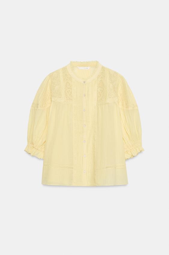 ZW COLLECTION ROMANTIC SHIRT - Light yellow by Zara - Image 0