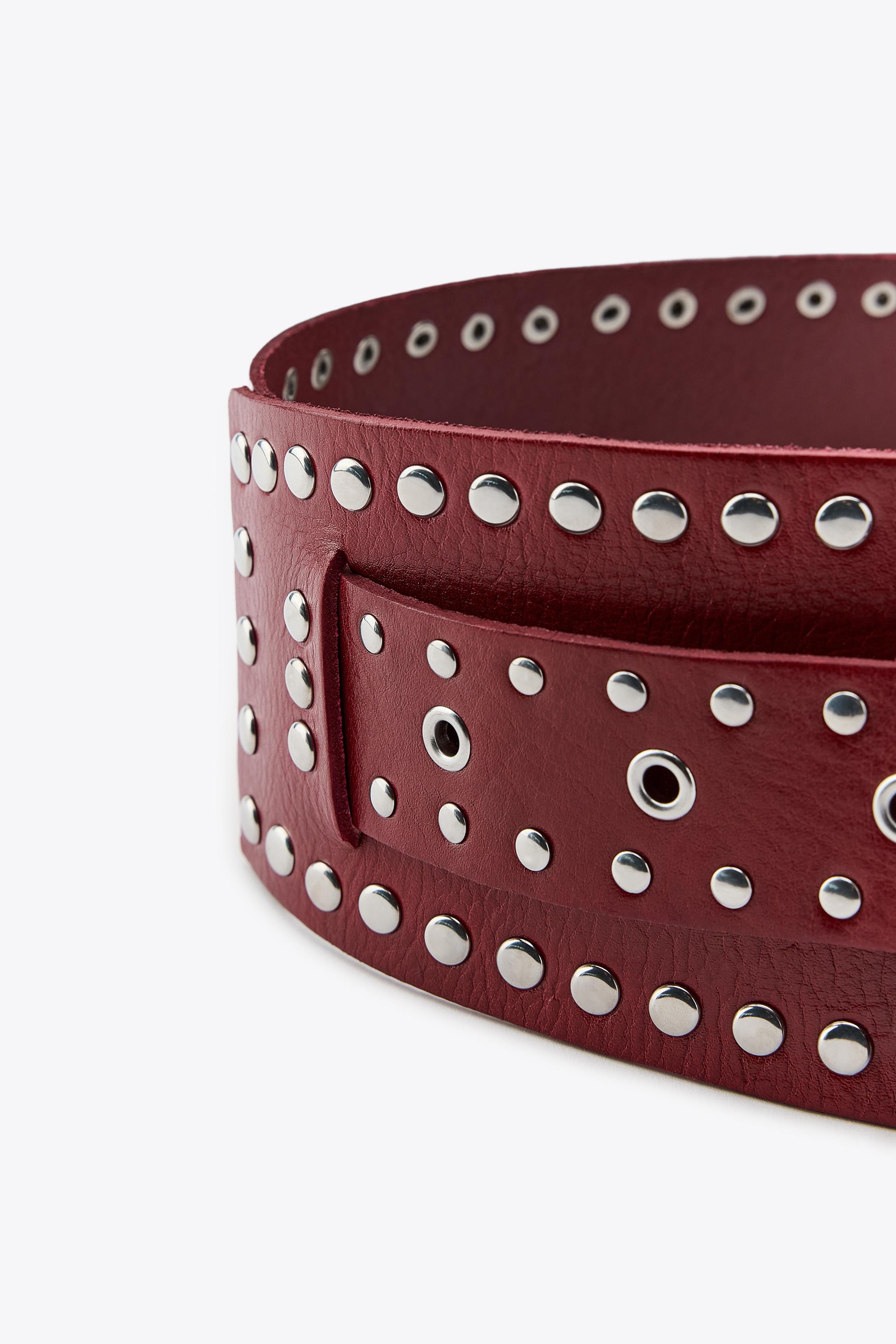 LIMITED EDITION STUDDED LEATHER SASH BELT - Black | ZARA