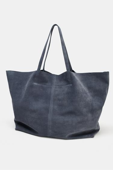 SAC MAXI SHOPPER EN CROÛTE DE CUIR - Bleu de Zara - Image 5