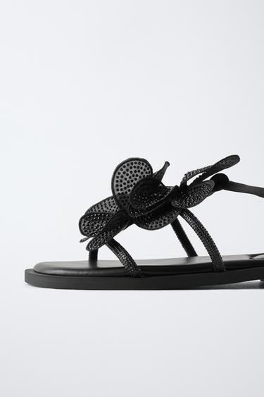 MAXI FLOWER RHINESTONE SANDALS - Black by Zara - Image 5