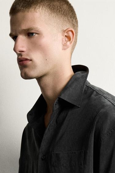 RELAXED FIT FLUID SHIRT - Dark grey by Zara