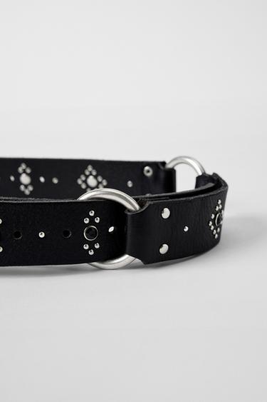 CEINTURE EN CUIR ANNEAUX CLOUS KATE MOSS X ZARA - Noir de Zara - Image 4