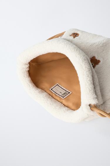 SAC EN LAINE D'AGNEAU BRODÉ - Blanc écru de Zara - Image 3