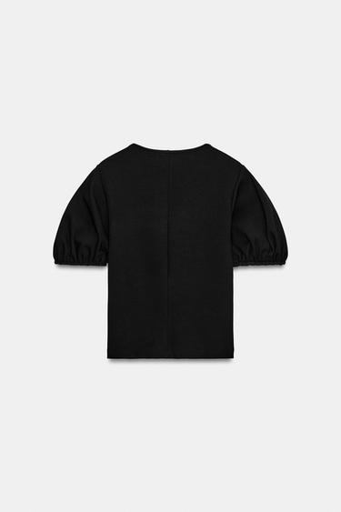 TOP À MANCHES BOUFFANTES - Noir de Zara - Image 7
