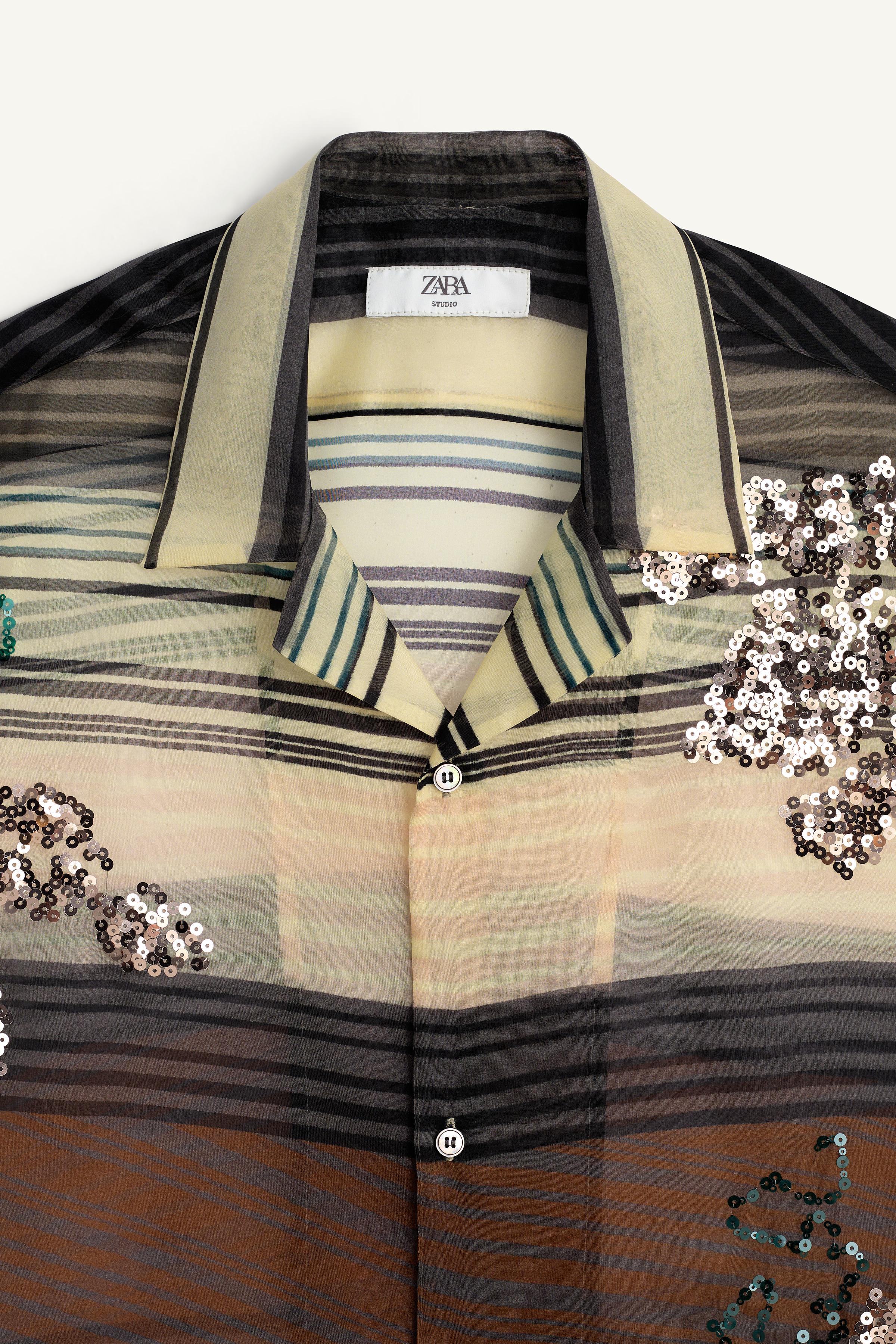 CHEMISE EN ORGANZA 100% SOIE PAILLETTES