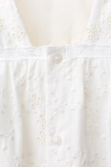 ROBE À FLEURS BRODÉES - Blanc de Zara - Image 4