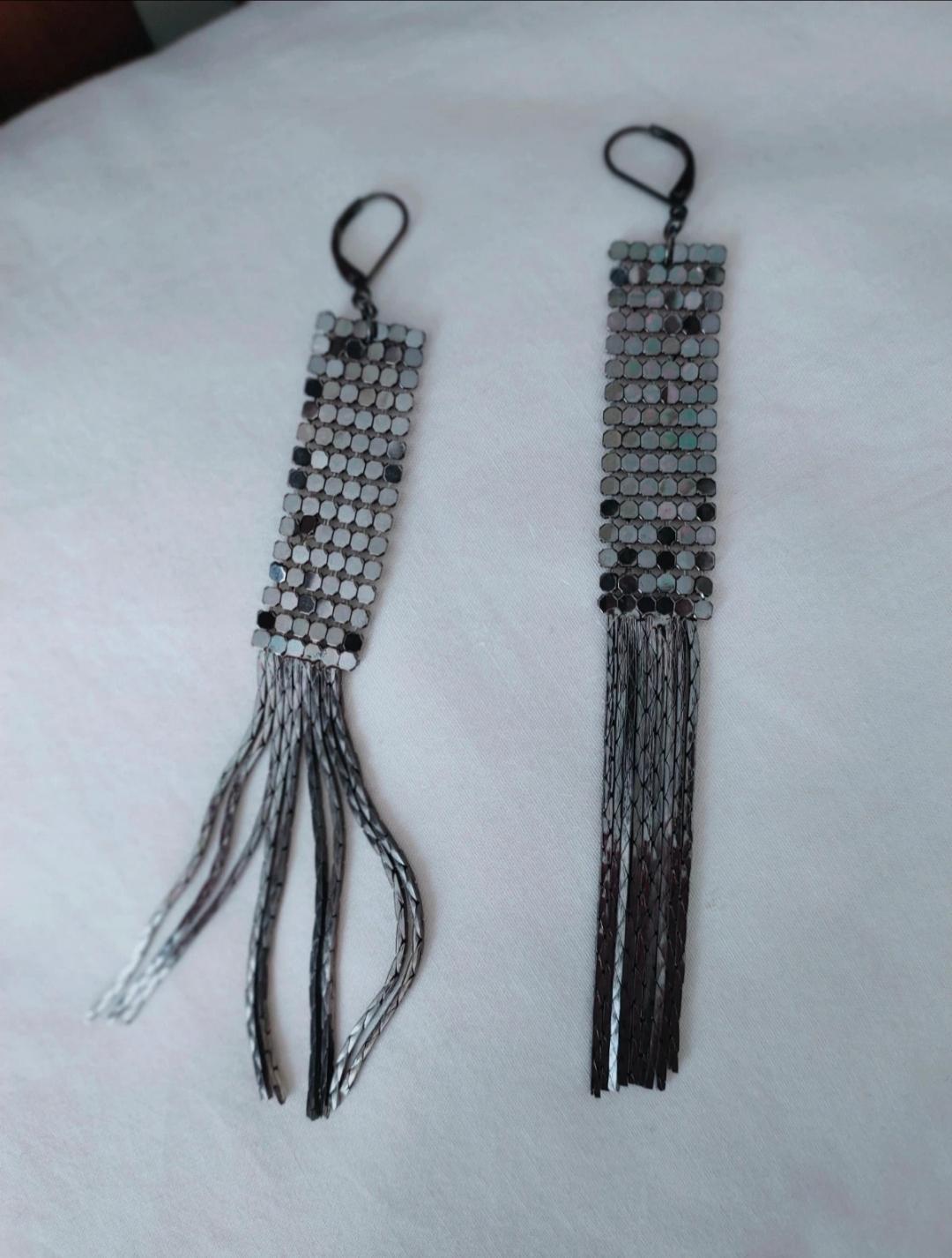 METAL MESH FRINGE EARRINGS