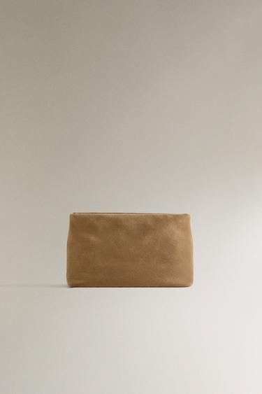 MEDIUM SPLIT LEATHER WASH BAG - Brown by Zara