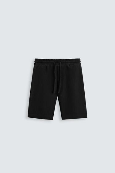 BERMUDA JOGGER COM TEXTURA - Preto da Zara